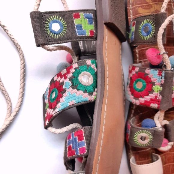 Sam Edelman Gretchen Boho Tassel Ankle Wrap Sandals SZ 8 - Picture 5 of 9